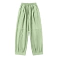 thumbnail image 6 of CHGBMOK Womens Cotton Linen Pants Baggy Boho Casual Palazzo Pants Wide Leg Long Lounge Trousers with Pockets, 6 of 6
