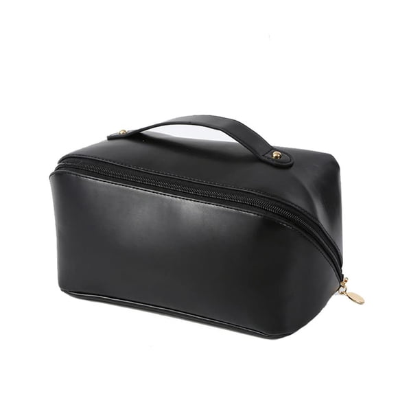 Bearachild Bolsa de almacenamiento de cosméticos de cuero PU de gran capacidad, bolsa de mano para artículos de tocador, bolsillo organizador de Almacenamiento y organización del hogar Negro Bearachild HA064909-02B