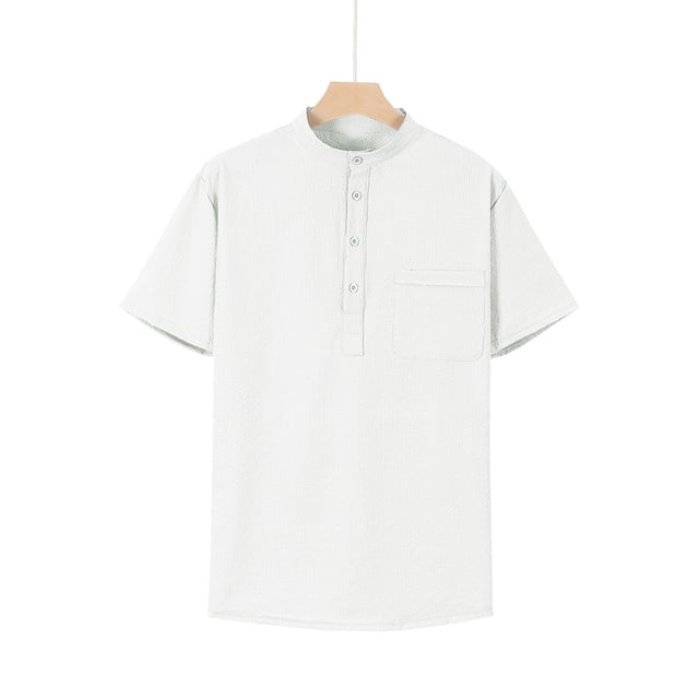 Blusa y camisa de cuello alto de manga corta para hombre, camisa de Europa y América, camisa de cuadros de piña con cuello alto y desabrochada, blusa de hombre