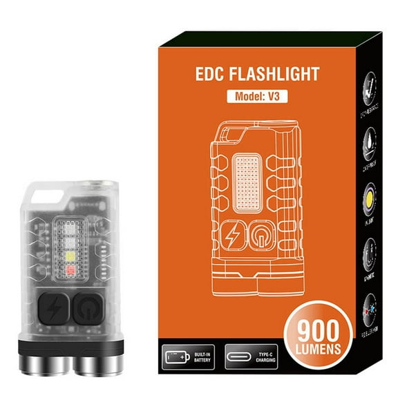 erfcxs New Fluorescent Mini Keychain Light With Side Light Strong Light Flashlight V3 Rechargeable Multifunctional Work Light