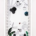 thumbnail image 2 of Rookie Humans 100% Cotton Sateen Fitted Crib Sheet: Woodland Dreams. Modern Nursery, Use as a Photo Background for Your Baby Pictures. Standard Crib Size (52 x 28 inches) (Black White), 2 of 3