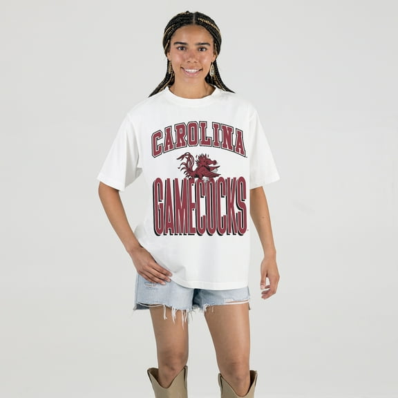 Women's Gameday Couture Cream South Carolina Gamecocks Oversized Fierce Focus T-Shirt