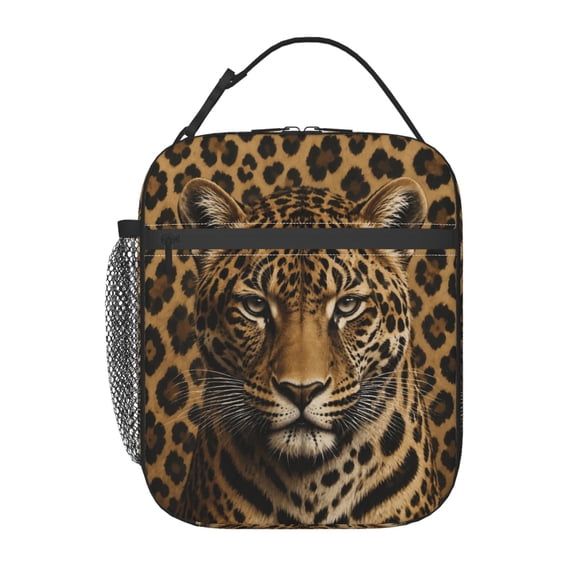 Leopard Print Lunch Bag Reusable Thermal Lunch Box with Handle for Women and Men