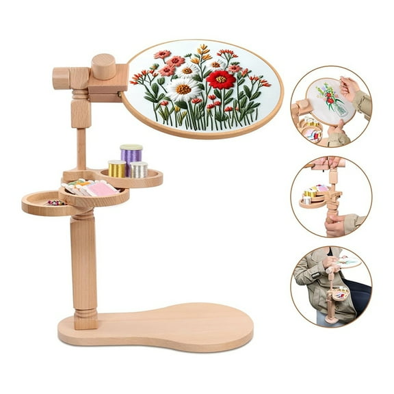 Embroidery Hoop Stand, Stand with Disc, Easy to Use Beech Wood for Art Craft Projects