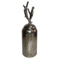 thumbnail image 1 of Benzara BM180985 Round Metal Lidded Jar with Tree Branch Top, Silver, 1 of 1