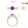 thumbnail image 4 of ANGARA Natural Three Stone Round 1.15 ct Amethyst and Diamond Ring in 14K Rose Gold for Women (Size-7mm) | February Birthstone, Birthday, Anniversary, Jewelry Gift for Women | Natural Amethyst Ring, 4 of 9