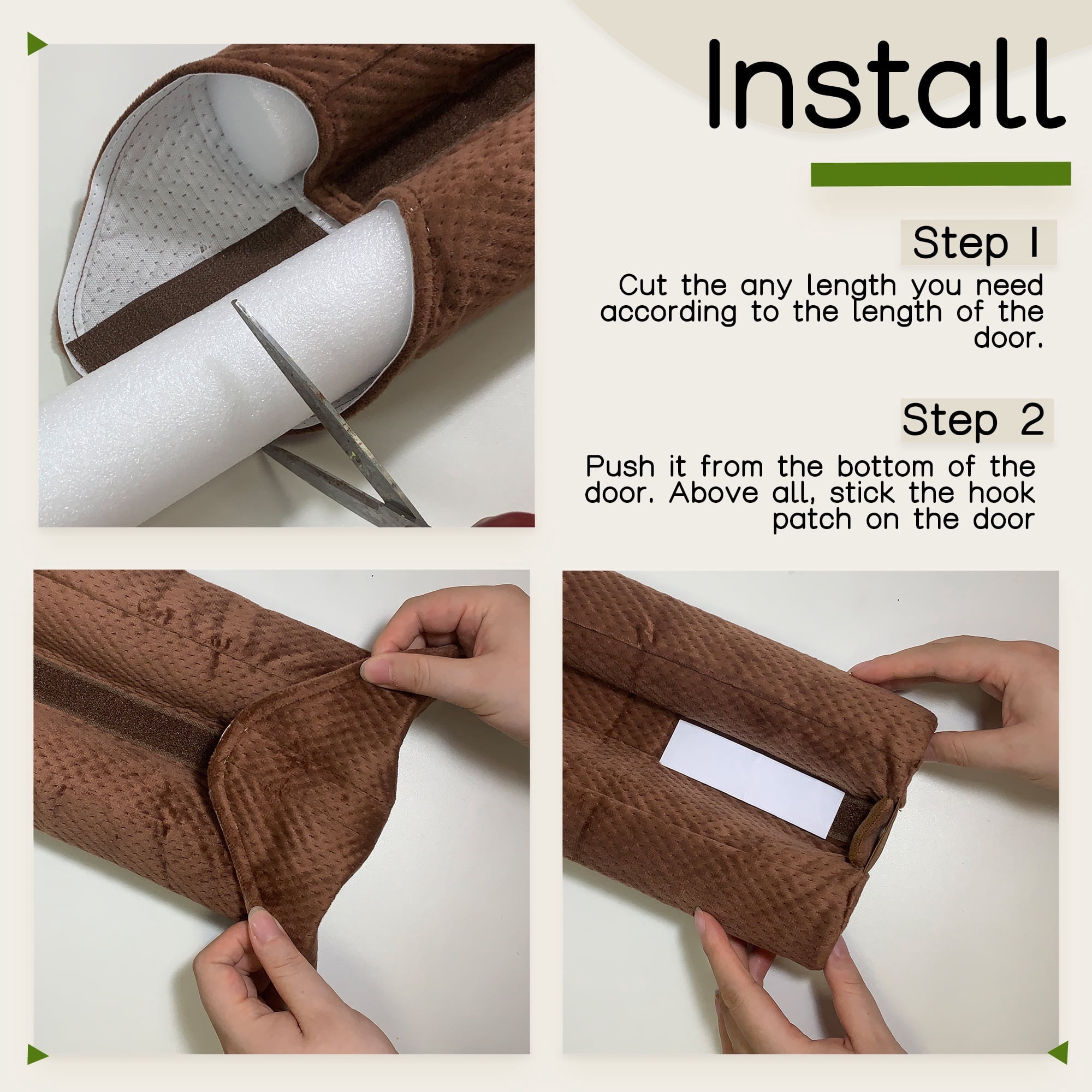 Door Draft Stopper for Bottom of Door, Under Door Gap Filler for Big Gap, No Folding Required, Flexible Installation Door Sweep soundproofing Strip for Home & Apartment, 30-36in