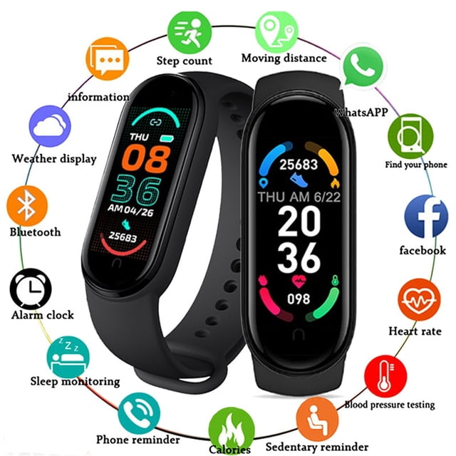 Reloj inteligente M6 para hombres y mujeres, pulsera de Fitness, Monitor de ritmo cardíaco, reloj inteligente deportivo resistente al agua para Xiaomi IPhone Android Inevent EL004239-01B