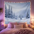 thumbnail image 2 of Blue Fir Trees in Snowy Mountain Valley, Serene Illustration for Nature Lovers, Winter Landscape Decor, Christmas Gift, Tapestry Wall Hanging for Bedroom and Living Room, 2 of 6