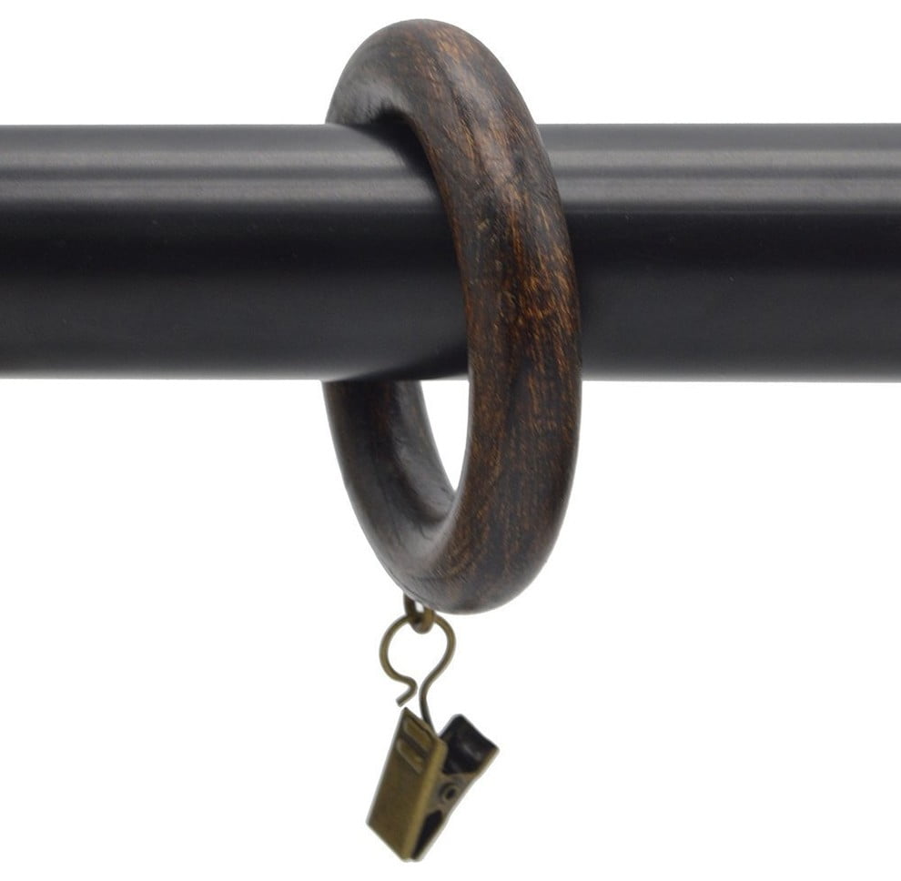 Pole Rod Rings with Screw Eye Inner Diameter 40mm Wooden Curtain Dark walnut 