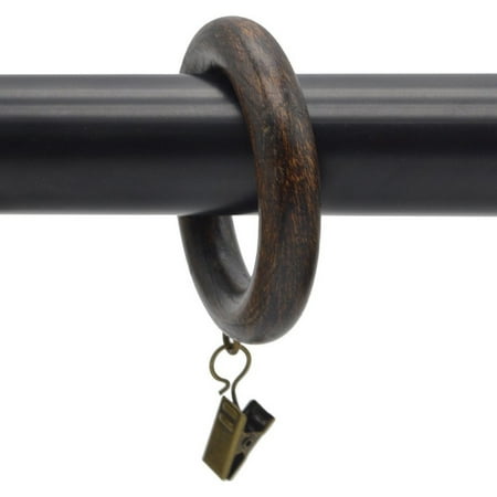 Urbanest Set Of 14 1 7 8 Diameter Wood Curtain Rings With Clips