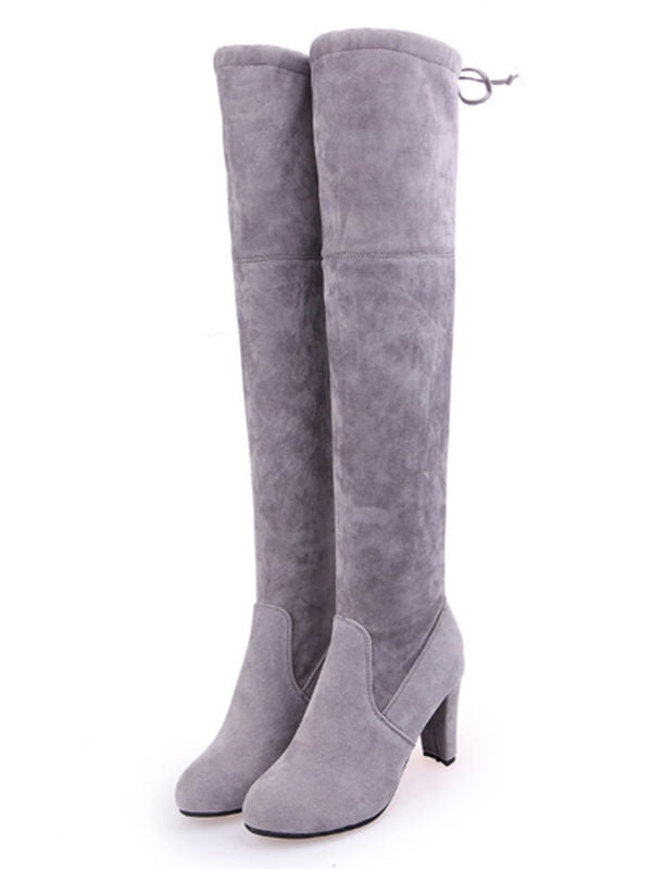 Details about  / Women/'s Pull On Stretch Cone Heel Thigh High Over Knee Long Boots Shoes 34-43