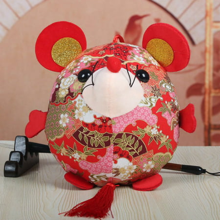 Raypadula 2020 New Year Cute Rat Mascot Plush Doll Gift Kawaii Cartoon Animal Chinese Knot Flower Cloth Mouse Pendant Stuffed Plush Toys