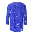thumbnail image 5 of STETMN Women's Sequin Glitter Tops Casual 3/4 Length Sleeve T Shirts Crewneck Sparkly Party Outfit, 5 of 5