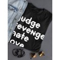 thumbnail image 3 of Judge Revenge Hate Crossed Out Words Women Black T-Shirt, Female Medium, 3 of 4