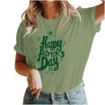 thumbnail image 5 of Cavosen Saint Patrick Day Women's Short Sleeve Shirts Soft Green Shamrock Happy Patrick's Day Letter Print Blouse Crewneck Holiday Tops Festival T-Shirts Casual Summer Tees S, 5 of 5