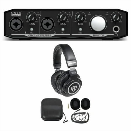 Mackie Onyx Producer 2.2 2x2 USB MIDI Recording Studio Interface and Headphones
