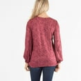 thumbnail image 5 of Womens S/M Burgundy Floral Print Brushed Jersey Tie Front Keyhole Long Sleeve Top by Howard's, 5 of 5