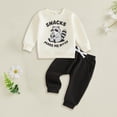 thumbnail image 2 of CAICJ98 Toddler Baby Boy Girl Fall Outfit Long Sleeve Letter Print Sweatshirt Pants Set Infant Clothes 6 12 18 24 Months 2T 3T (Black,6-12 Months), 2 of 4
