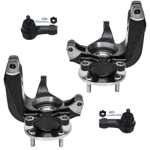 Detroit Axle - 4pc Front Steering Knuckles Kit for 2008-2011 Ford Focus, 2 Steering Knuckles & Wheel Bearing Hubs 2 Outer Tie Rod Ends 2009 2010 Replacement