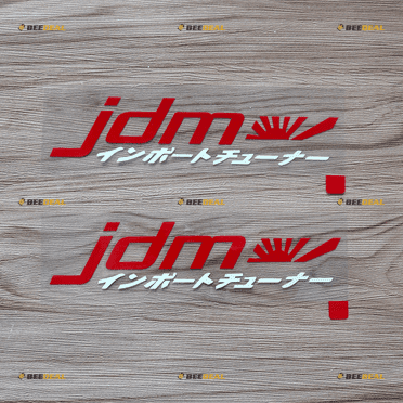 2X red White 6 Inches JDM Kanji Japanese Symbol Rising Sun Flag Japan Car Decal Vinyl Sticker