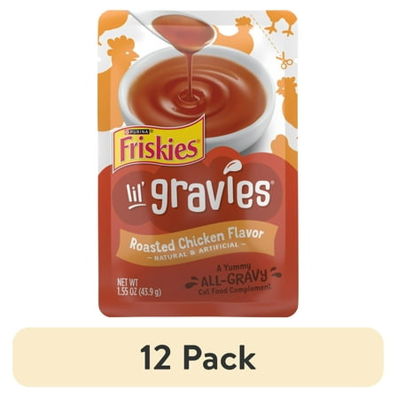 (12 pack) Purina Friskies Lil Gravies Roasted Chicken Flavor Gravy, Wet Cat Food, 1.55 oz. Pouch