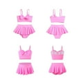 thumbnail image 5 of Glisme Girls Swimsuits Two Piece Bathing Suit With Flounce Skirt Colorful And Solid Bikini Matching Swimwear Summer Beach Swimming Outfit Size 7-8 Years Pink, 5 of 5