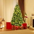 thumbnail image 2 of Costway Arbre de Noël Artificiel à Charnières Pré-Éclairées de 6 Pieds avec Pommes de Pin et Baies Rouges, 2 of 10