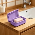 thumbnail image 6 of Silicone Soap Dish with Lid Self-Draining Soap Saver Bar Soap Container for Bathroom and Travel Non-Slide Purple, 6 of 6