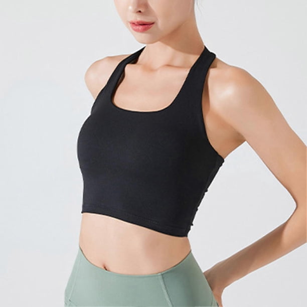 Women Halter Sports Bras Backless Seamless Workout Sport Bra Crop Halter Top for Yoga Running Fitness