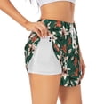 thumbnail image 2 of Bixox Women's Lilies Flowers pattern 2 in 1 Running Shorts - Lightweight Athletic Workout Gym Yoga Shorts Liner with Pockets - Large, 2 of 7