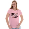 thumbnail image 3 of Work Out Because Really Like Cookies Womens Slim Fit Graphic Tee Brisco Brands L, 3 of 5