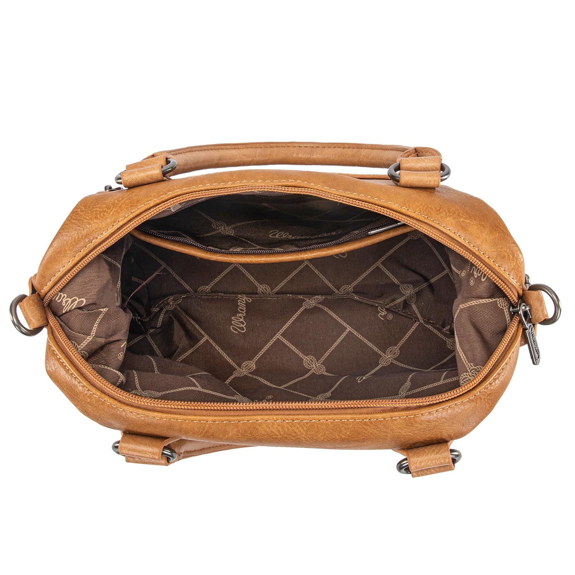 Wrangler Small Doctor Bag for Women Vintage Satchel Bag Western Handbags with Wide Strap, Light Brown