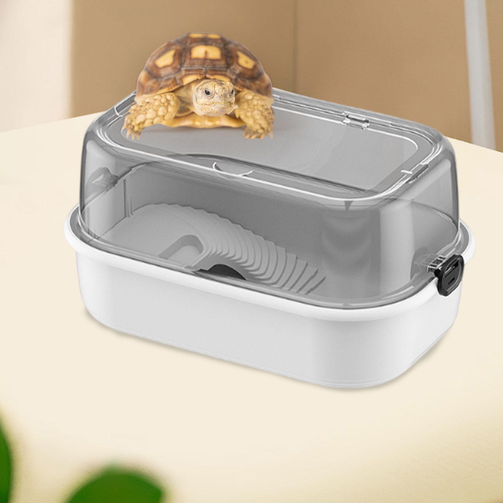 Fzaqwen Turtle Bathing Tub Tortoise Resting Terrace Reptile Habitat Multifunctional Food white