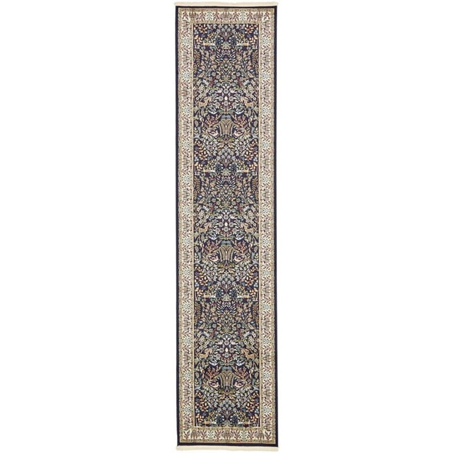 Unique Loom Narenj Textured Hunting Design Rug 3' x 13' Runner Navy Blue/Tan