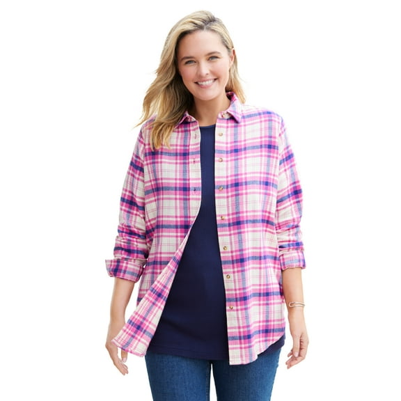 Woman Within Plus Size Classic Flannel Shirt