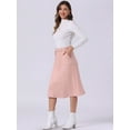 thumbnail image 2 of DARING DIVA Women's Casual Faux Suede Pockets Stretch A-line Midi Skirt XL Pink, 2 of 6