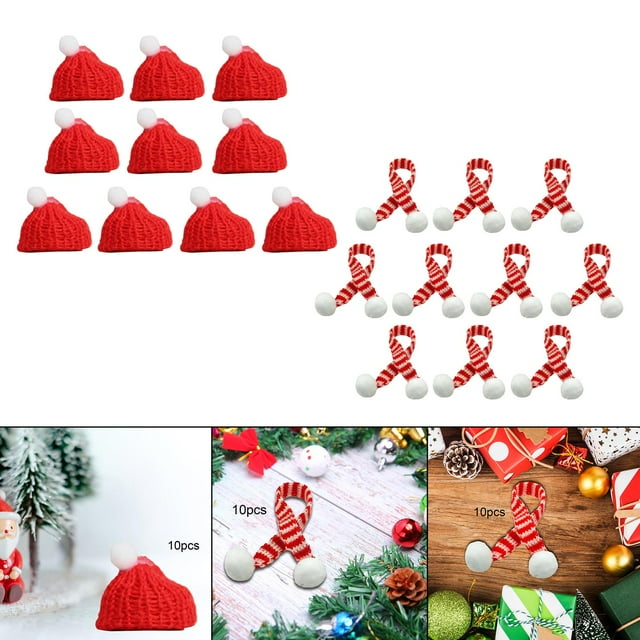 20 Piezas Mini Sombreros de Navidad Colco Juego de Bufandas para Etiquetas de Regalo