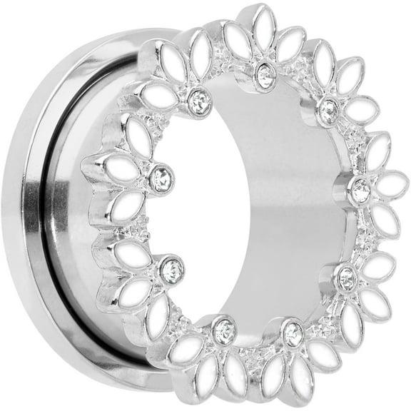 Body Candy 2Pc Womens 316L Steel White Leaves 11/16" Double Flare Screw Fit Tunnel Plug Ear Plug Gauges Set