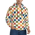 thumbnail image 2 of Fotbe Men's Hoodie with Floral Checkerboard Pattern - Kangaroo Pocket Pullover Hooded Sweatshirt, Perfect for Daily Wear, Travel, and Home-Large, 2 of 7