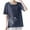 Navy Tops for Women, variant on Yxbdin Short Sleeve Cotton Linen Shirts for Women Crew Neck Printed Shirt Casual Loose Fit Buttons Tunic Blouses Summer Outfits Plus Size Tops Light Blue S
