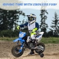 thumbnail image 2 of Telyswee 12V Electric Dirt Bike, Kids Electric Motorcycle with 25W*2 Motor, Twist Grip Throttle, Training Wheels, Spring Suspension, Ride on Toys Cars for Kids 3-8 Years, 2 of 7