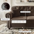 thumbnail image 4 of S-HOME Upholstered Velvet Sofa in 41.3 Inch Mid-Century Chesterfield Style with Rolled Armrests and Pillow，Brown, 4 of 9