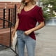 thumbnail image 1 of Camiseta informal para mujer manga farol cuello en V moda ligera combina con todo (rojo vino S) FLhrweasw Para estrenar, 1 of 7