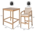 thumbnail image 7 of Porto Coastal 3-Piece Light Teak Acacia Wood Outdoor Bar Set, High-Top Patio Table & Woven Rope Chairs with Removable Beige Cushions, 7 of 7