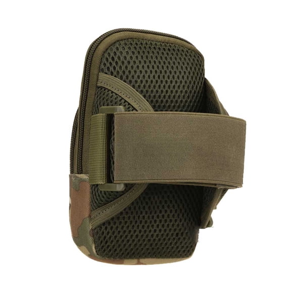 Wosthever Bolsa de brazalete para teléfono para correr, bolsa de muñeca de montaje lateral, bolso de mano, cinturón elástico ajustable Escalada camuflaje marrón