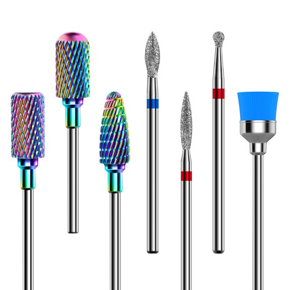 Juego de Brocas para uñas MelodySusie 7 piezas carburo de tungsteno diamante