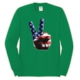 thumbnail image 2 of Wild Bobby, American Flag Peace Sign Hand Pop Culture Mens Long Sleeve Shirt, Kelly, X-Large, 2 of 3