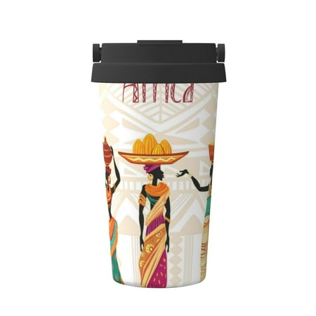 

Susaid Black African Woman Print Coffee Travel Mug Insulated Coffee Mug with Lid Leakproof Coffee Thermos Coffee Tumbler for Hot&Cold Drinks