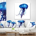 thumbnail image 4 of Designart Dark Blue Jellyfish Watercolor - Animal Throw Pillow - 18x18, 4 of 5